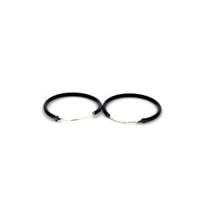925 Sterling Silver Hoops Black Enamel Earrings